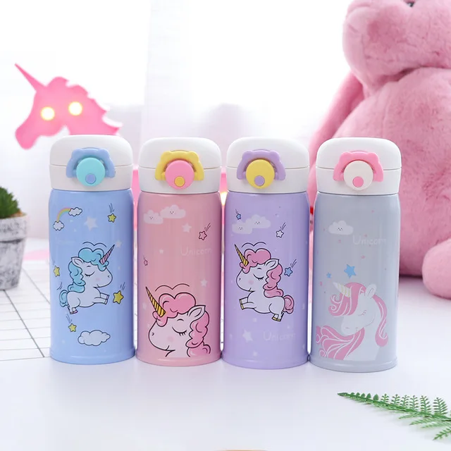 

Zogift Custom Private Label unique cartoon 500ml unicorn style eco friendly stainless steel water bottle drink bottles for kids, Black ,as picture