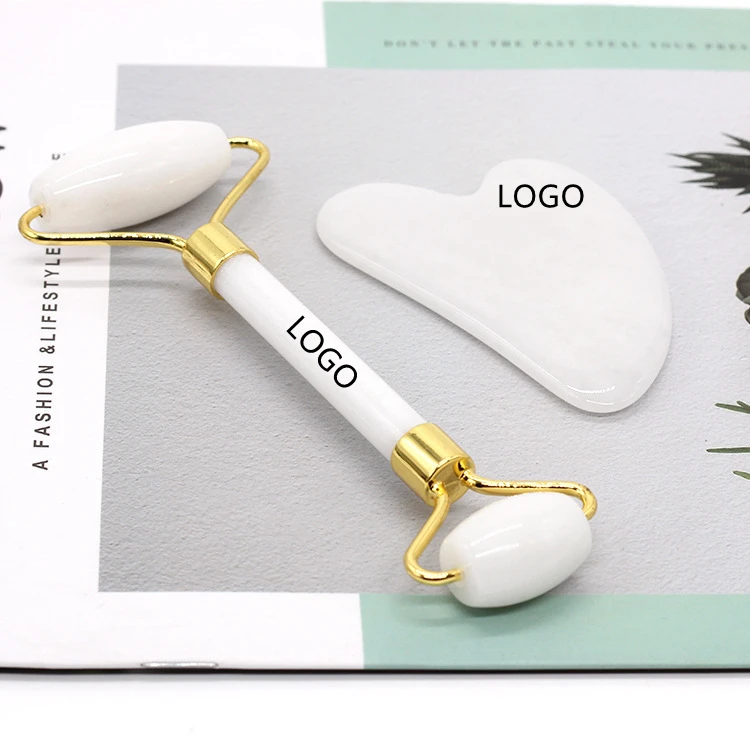 

New zinc alloy integrated frame jade roller massager white guasha without noise