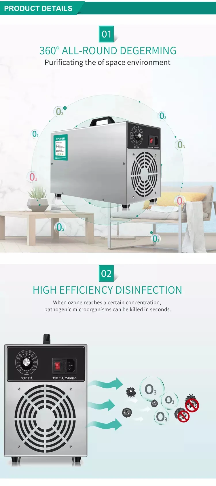 CE Certification Portable Ozone Air Purifier Home Remove Smog PM2.5 H13 Office HEPA Air Purifier Car