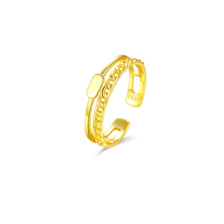

Adjustable 18K Gold Filled 925 Sterling Silver Interlocked Twist Open Ring