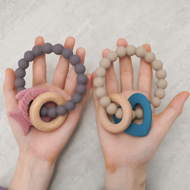 

Newborn 100% Food Grade Baby Products Flower Shape Easy to Rinse Non-toxic Sensory Chewable Relief Teething Teethers, Customized color