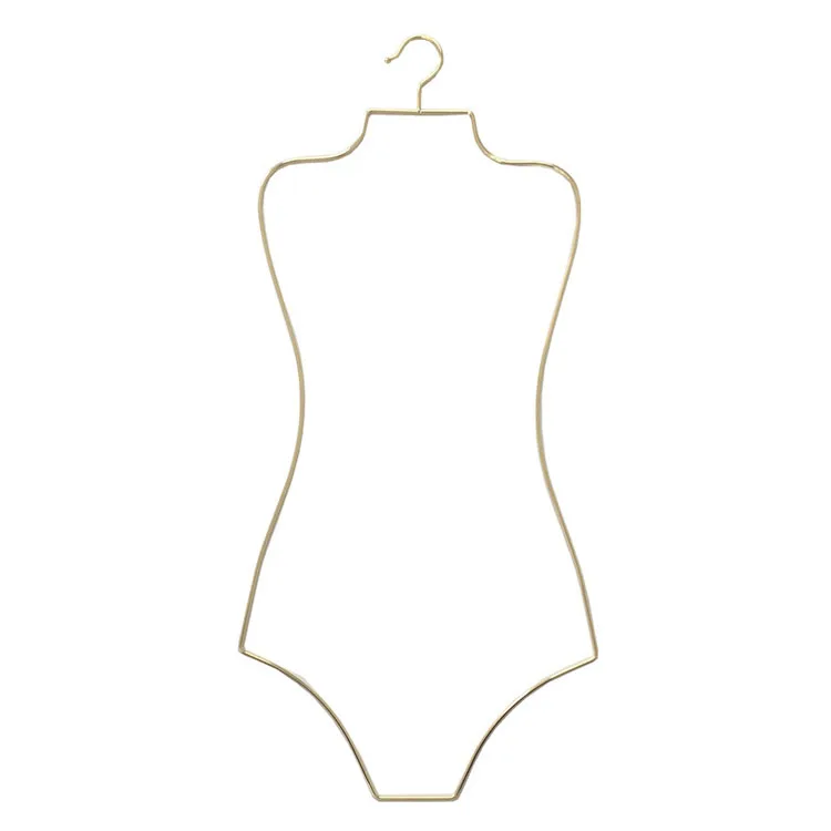 

Wholesale custom straight bikini display gold metal wire swimwear body hanger, Gold/black