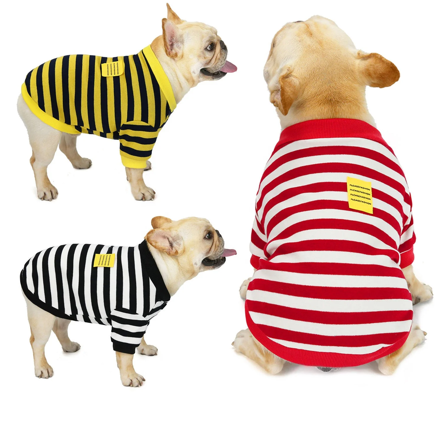 

Hellomoon Hot Sale New Designed Stripe Fabric Comfortable Hoodie wholesale Dog Clothes, Yellow, black, red