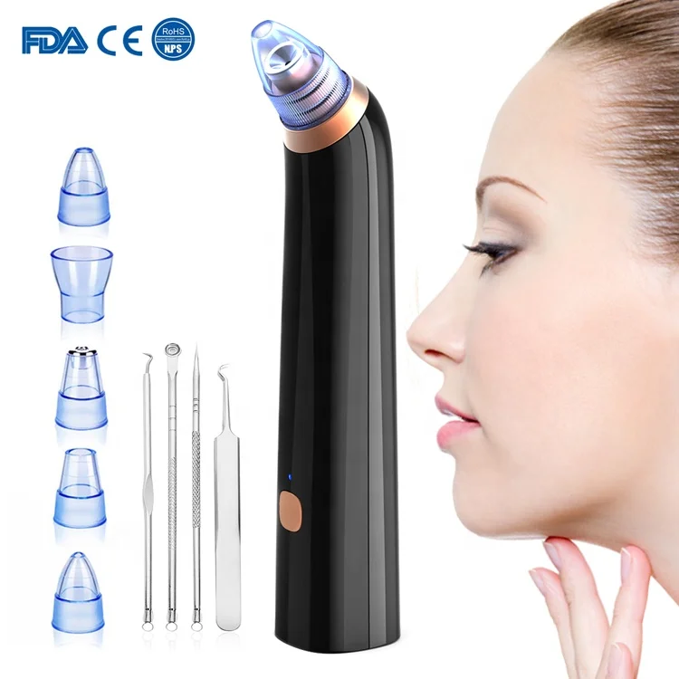 

4 Pcs Acne Needle Blackhead Remover Tool Pimple Comedone Extractor 2019 Electric Pore Cleaner Suction Blackhead, Black;red