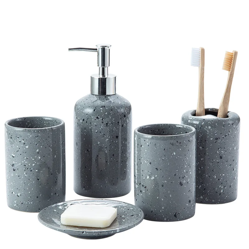 

Business Gift Luxury Five-piece Home Decor Ceramic Washroom Accessories Bathroom Accessories Set, Picture