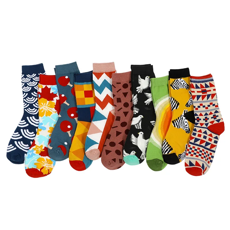 

Fashion Trend Jacquard Happiness Socks Bright Colors Unisex Skateboard Causal Funny Socks Box, 10 colors/custom