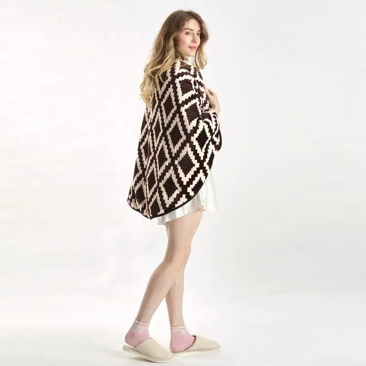 
New product 100% Polyester flannel round heated throw 