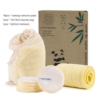 

Bamboo Makeup Remover Pads (10 Pack) 2 Layers 3.15inch Reusable Organic cotton Rounds with Laundry Bag Washable Facial