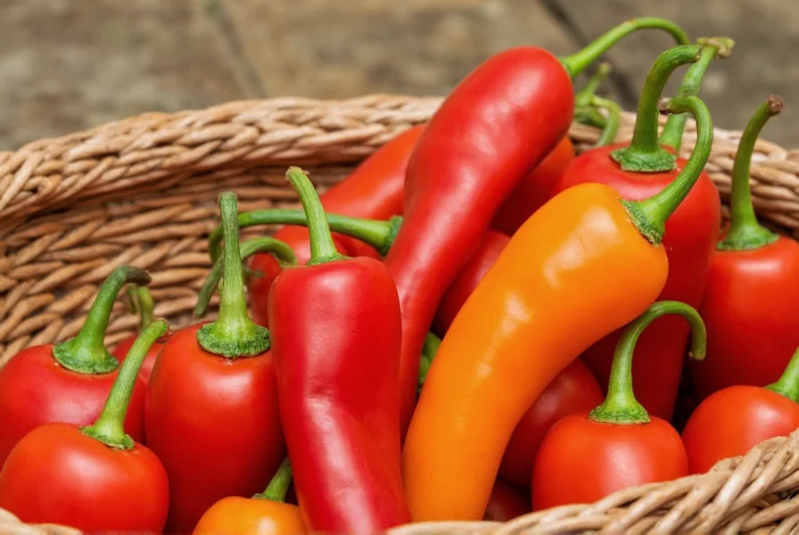 Various dishes featuring Anaheim chili peppers on a dining table
