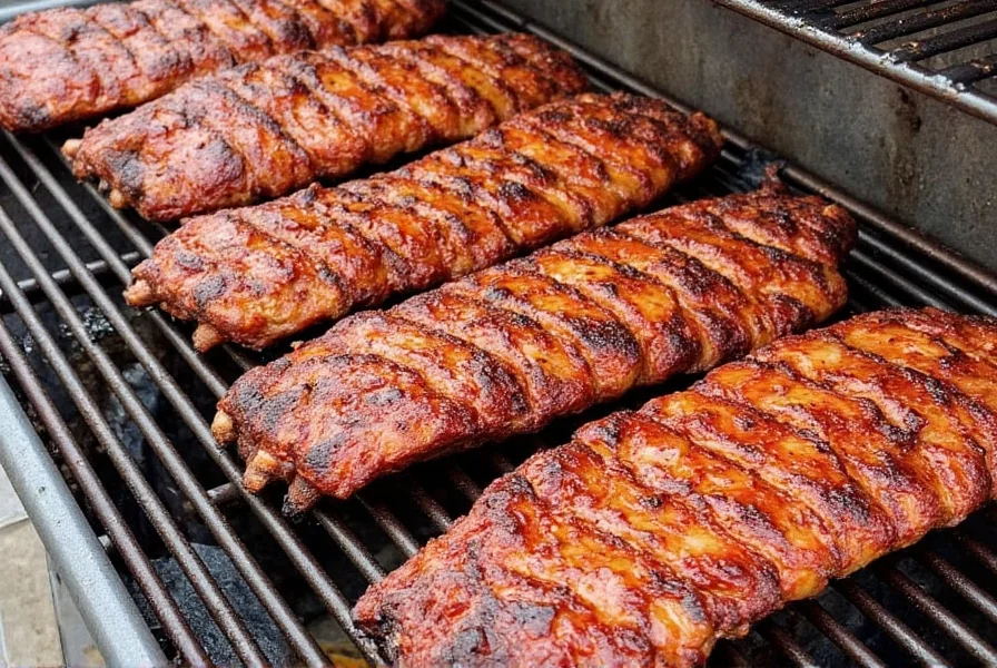 Ribs before and after smoking with bone down position
