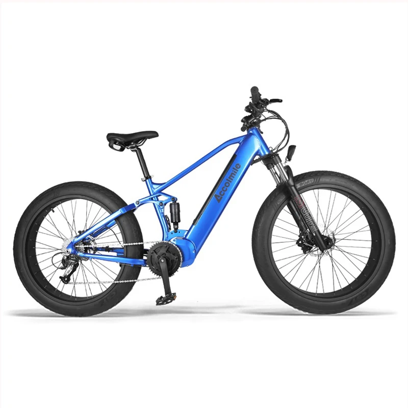 Accolmile 14Ah powerful fat ebike 48V 750W Electric Bicycle for sale 26" electric bike with Full suspension US Warehouse Stock