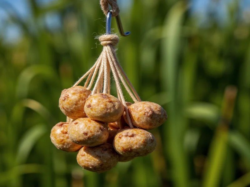 Garlic catfish bait balls on fishing hook