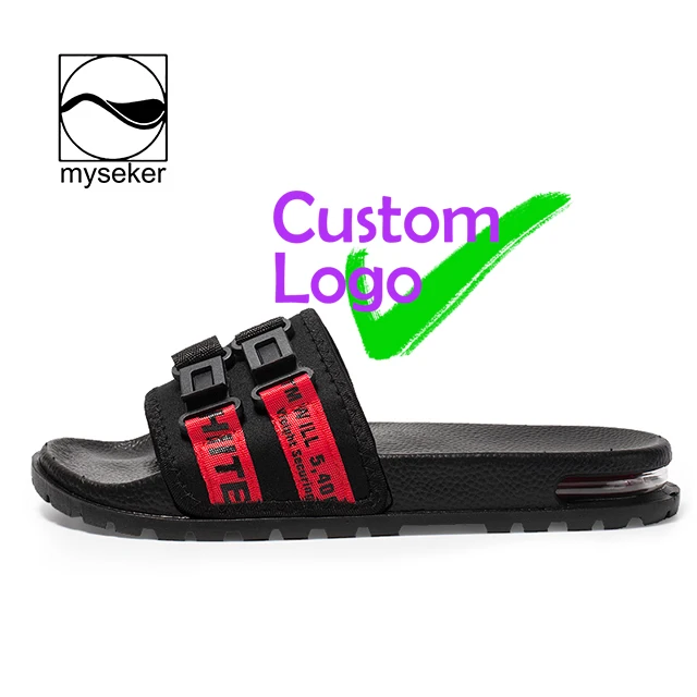 

China new design outdoor belt buckle custom-made eva beach multicolourred slippers tape band webbing slides hecho a medida