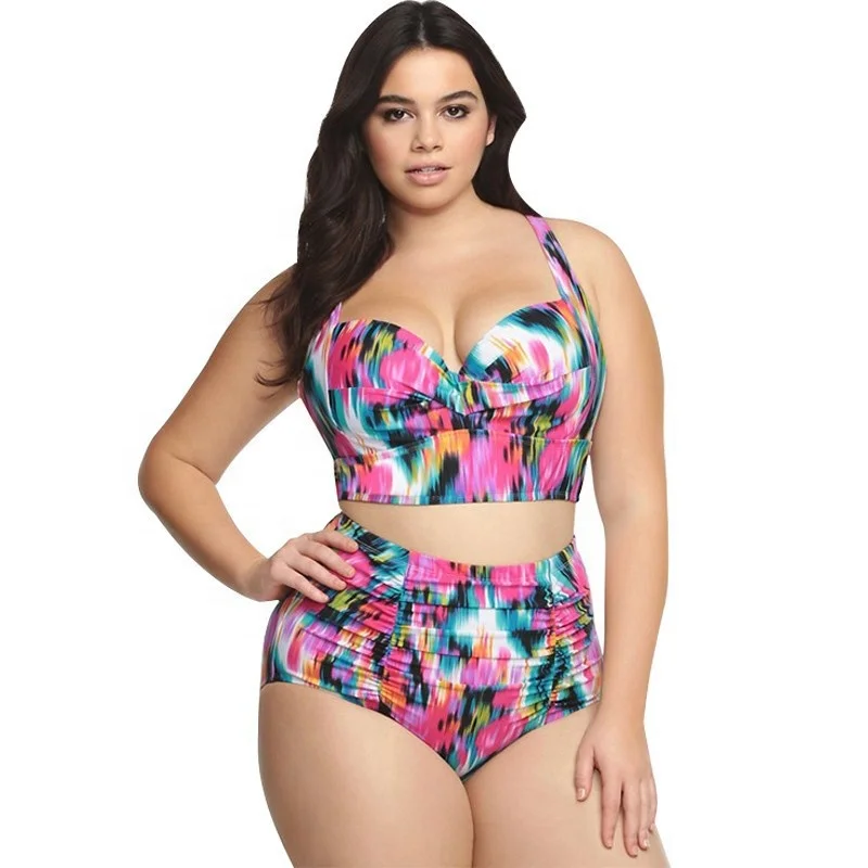 

181In stock custom oversize swimwear floral plus size bikini woman plus size bikini, Customized color