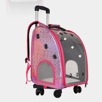 

Hot Sale Pink Transparent Space Capsule Shoulders Pet Bag Travel Trolley Cat Carrier Bag, Red/blue/yellow/pink