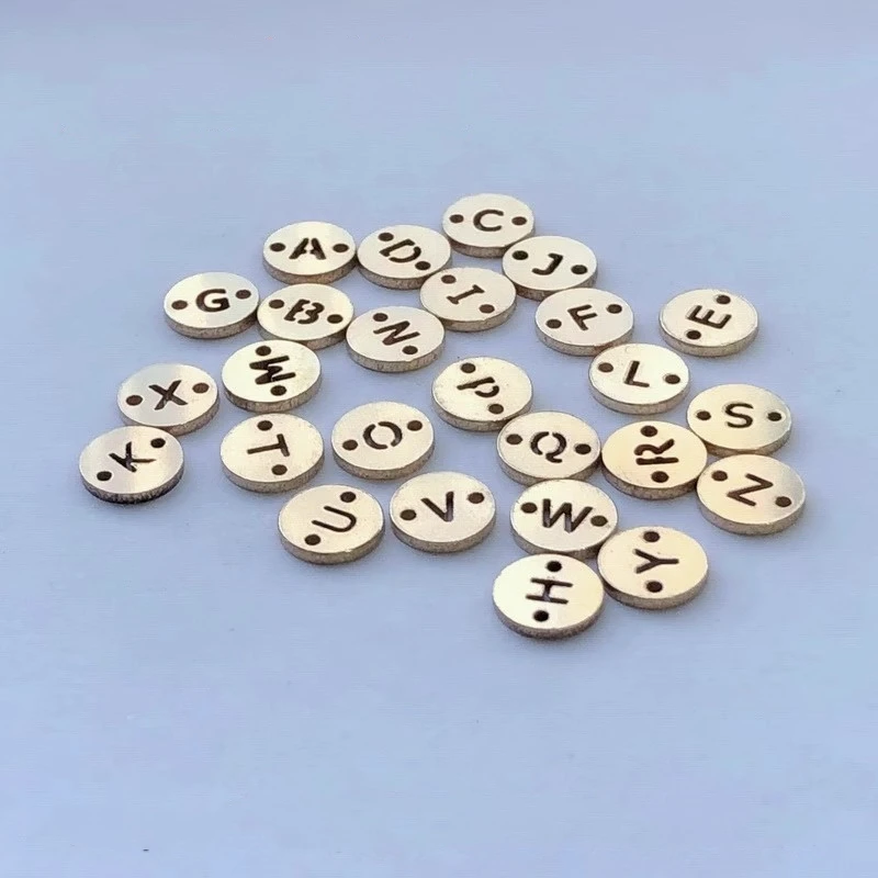 Fashion 14K Gold Filled Double Hole 26 English Letter DIY Jewelry Making Charms