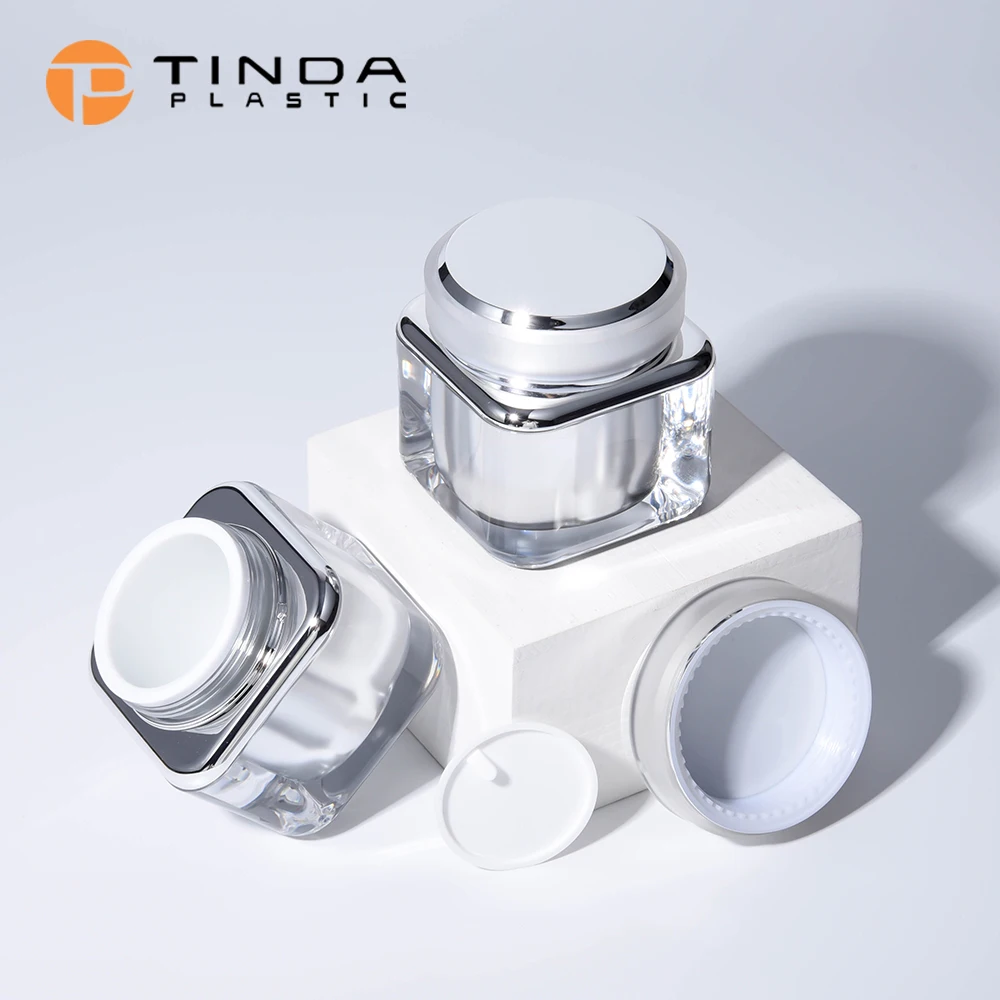 

Four Square Noxte Empty Cream Jar Acrylic Pot Cream Container Cosmetic Jars Wholesale Stock Pearl Cosmetic Packaging Plastic 50g
