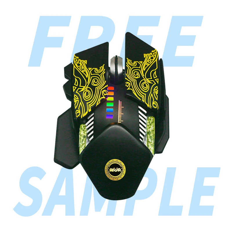 

AIWO Free Sample OEM Brand Sample Mouse Cool Bee 6 Adjustable Dpi Concept Ergonomic Innovative Computer Gaming Mouse Gamer, Black/customized color