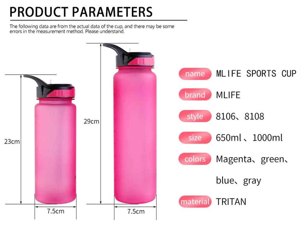 Frosted Tritan 1l Sports Water Bottle With Handle And Foldable Sipper ...