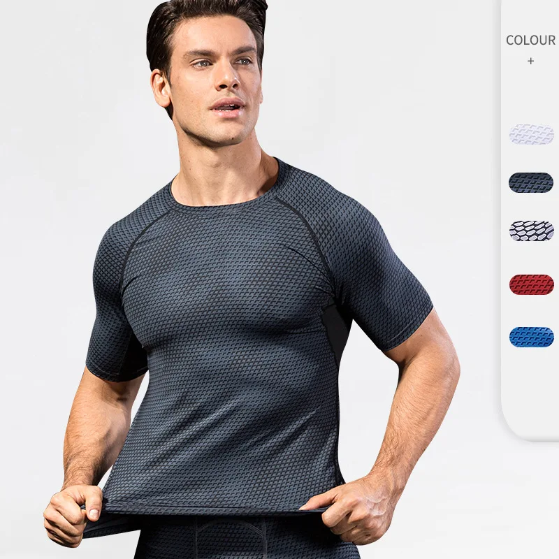 

Men's 3D three-dimensional printing fitness running training short-sleeved amazon tight elastic wicking quick-drying clothes