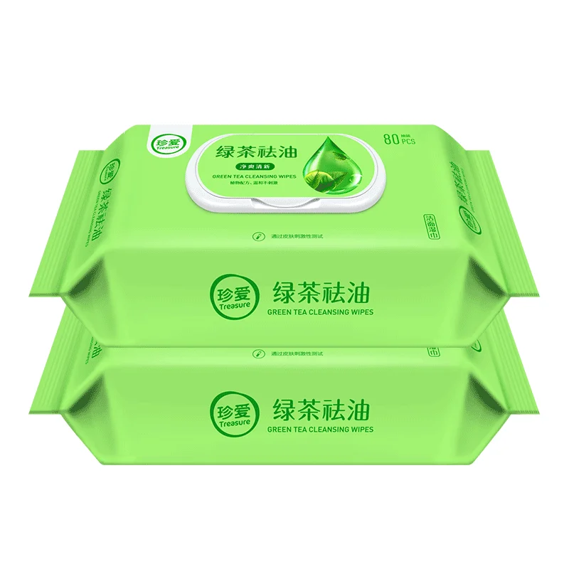 

B21 Green Tea Cleaning Wipe 80Pcs Wet Wipes Facial Wipes Comfort Tissue