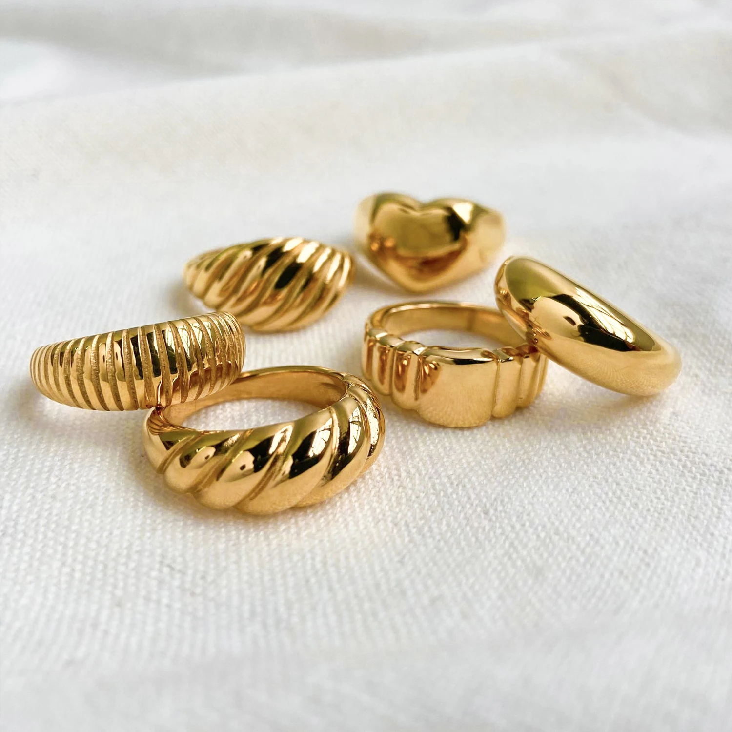 

18K Gold Plated Stainless Steel Chunky Signet Rings For Women