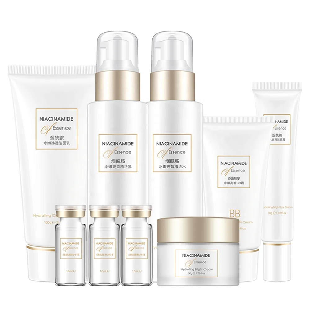 

Private Label Luxury Face Care Gift Kit 9-piece with Hyaluronic Acid, Austenite Seaweed Extract Niacinamide Skin Care Set