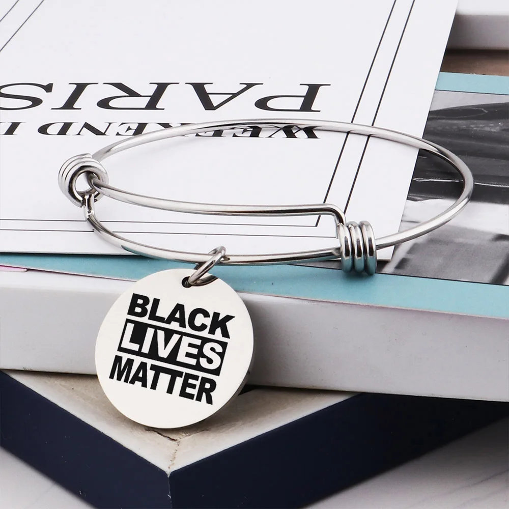 

2020 Hot Sale I Can't Breathe Stainless Steel Bracelets Adjustable Bangle Bracelets BLACK LIVES MATTER Charm Bracelets Unisex, Picture shown