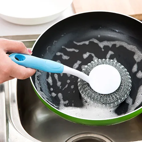 

Color handle can be hung-type kitchen degreasing pot washing brush, dish washing brush, wire brush, As shown