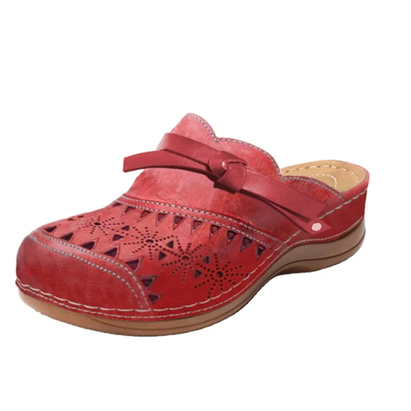 

2021 plus-size women's shoe bow-knot open-cut topless flat sandals comfortable floral ladies slippers, As shown in figure