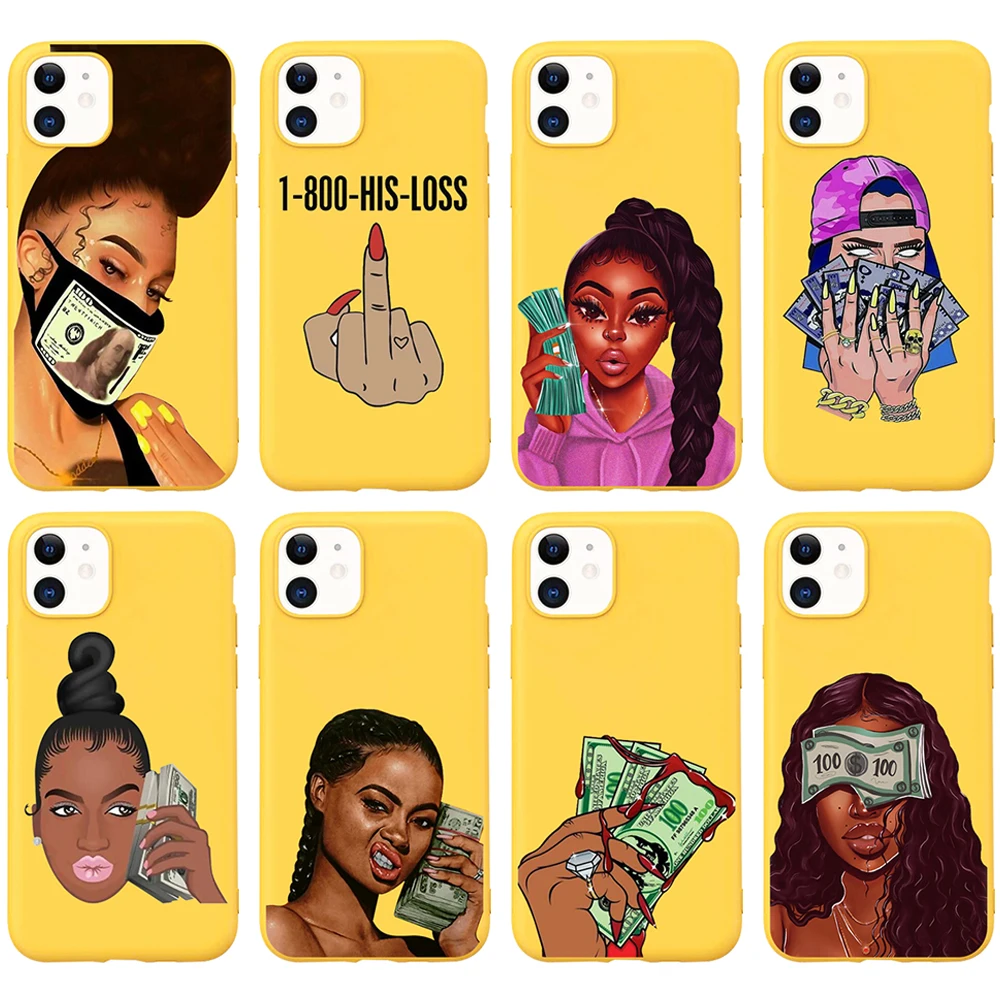 

African American Black girl queen melanin phone case for iphone 11 pro max