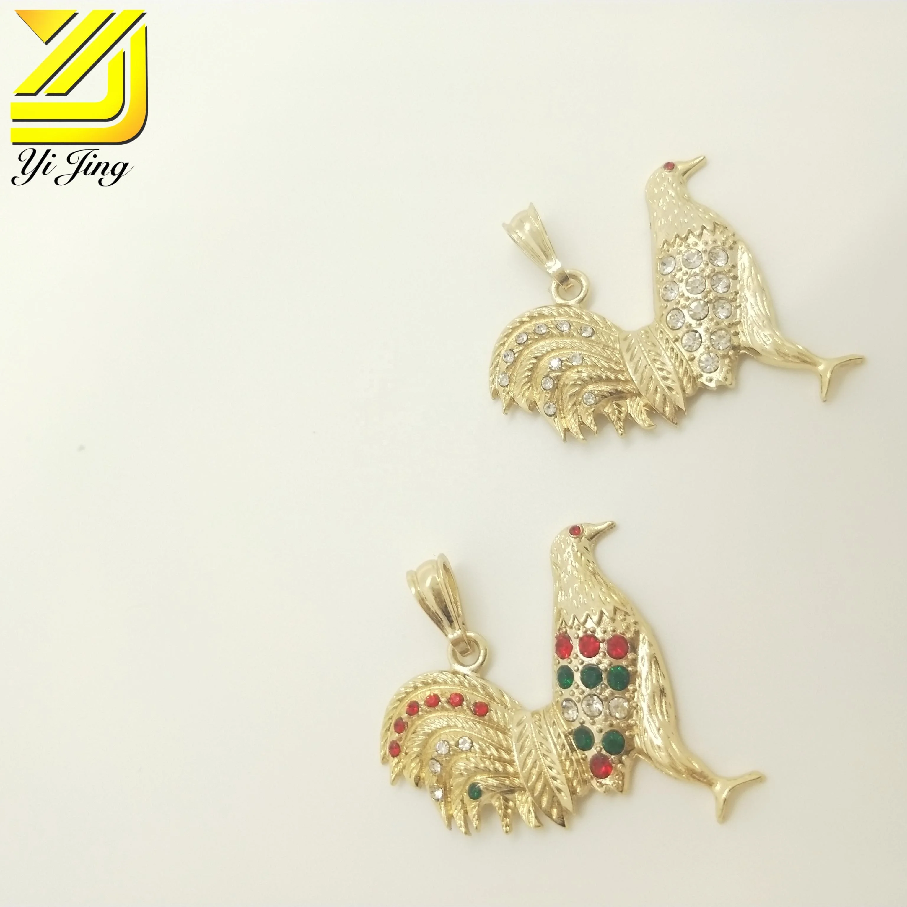 

18k golden jewelry Fashion popular charm rooster pendant colors stone