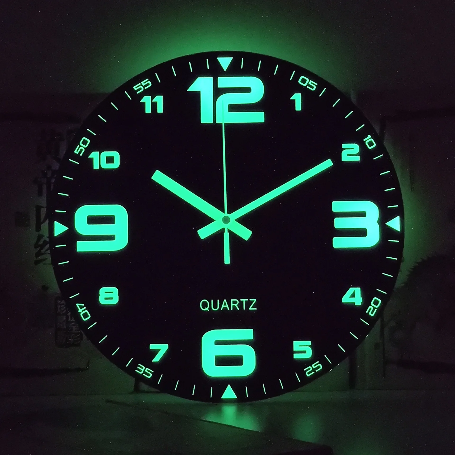 

Logo printing customized luminous night light tempered glass wall clock, Gold