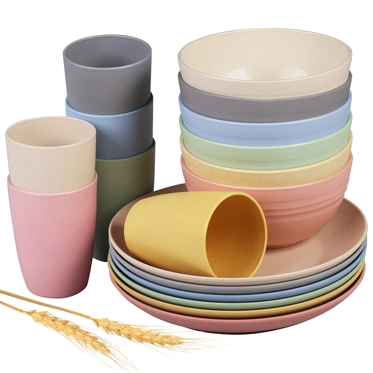 

tableware manufacture custom wholesales Reusable lightweight eco friendly Bowls Cups plates Wheat Straw Dinnerware Sets