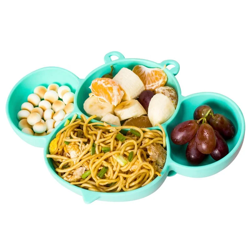 

Toddler Feeding Set Silicone Baby Bee Cutlery Polychoric Suction Soft Divided Plate