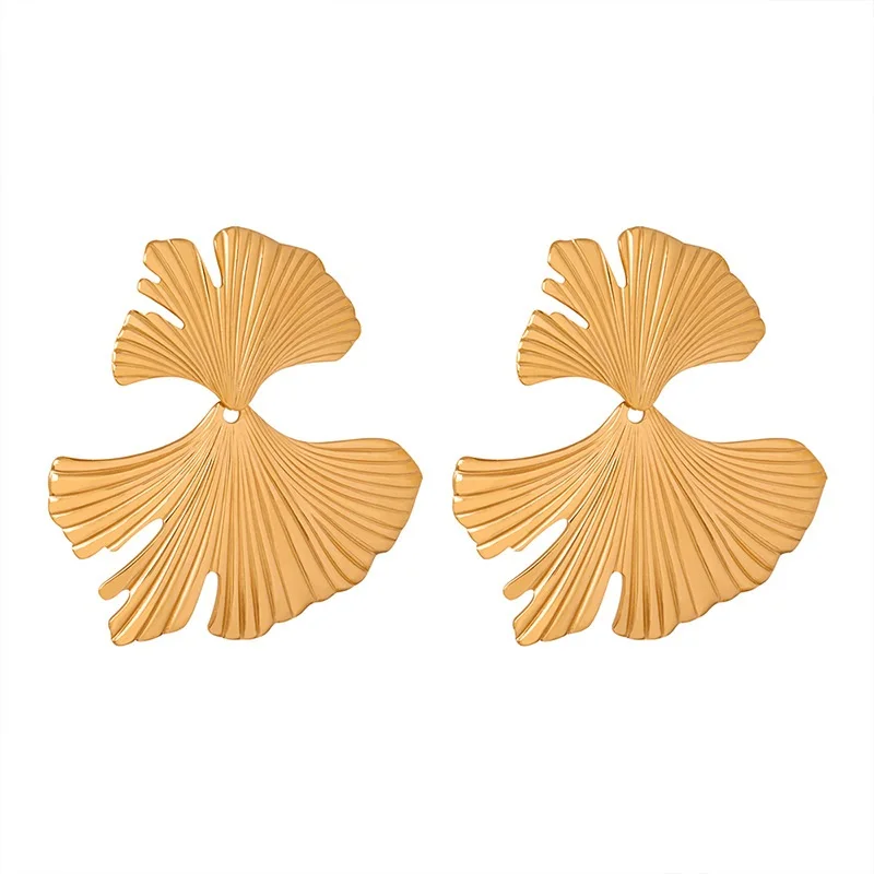 

Fashion Jewelry 18k Gold Plated Ginkgo Leaf Earrings Ladies Statement Stainless Steel Earrings For Women