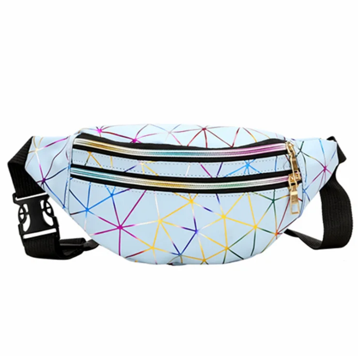 

Waist bag Pu splicing pattern men's and women's cross bag laser waist bag