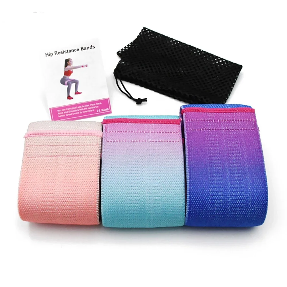 

Custom Fitness Fabric Booty 3 Resistance Loop Exercise Bands for Legs and Butt Set, Multi color