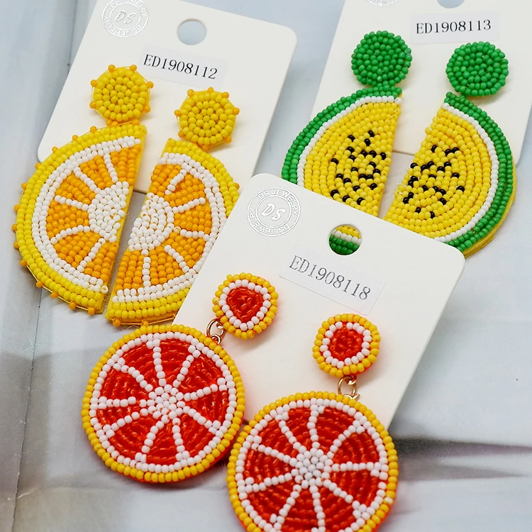 

New arrivals hot sale glass acrylic seed beads watermelon earrings fruit jewelry, Customized color