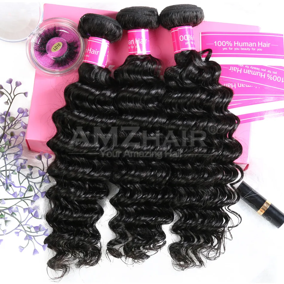 

10A Grade Mink Brazilian Virgin Cuticle Aligned Human Hair Double Weaving Extension Deep Wave Human Hair Bundle Express Shipping