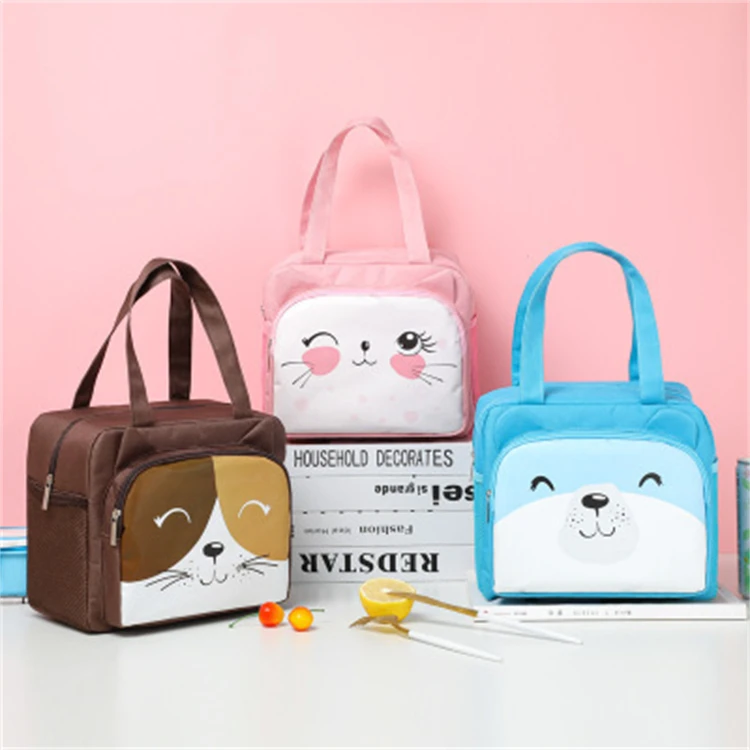 

Sandro clear zipper Hot Light Cute Print Blue Box Lunch Bag for Kids School Cooler Bag
