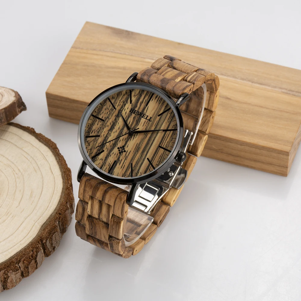 

New Arrival Bewell wooden watch wrist Ultra-thin Unisex quartz watch minimalist style lover's watch