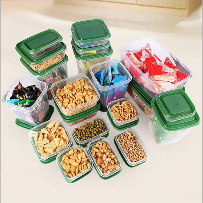 BPA Free 17pcs Airtight Stackable Food Containers Plastic Organizer Food Boxes with Lid for Kitchen Storage