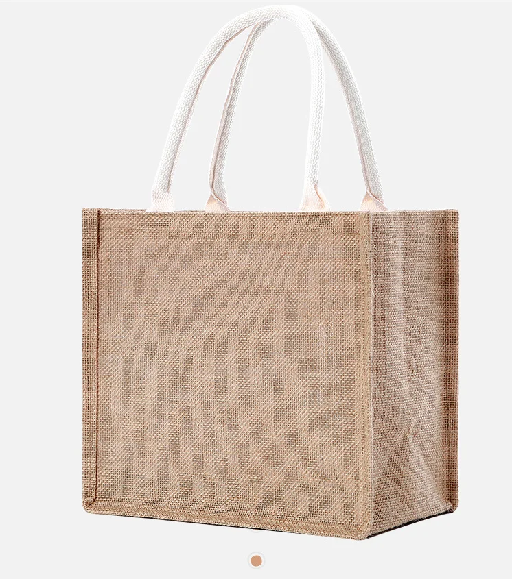 

BSCI audit Jute Burlap Tote Bag Durable Grocery Bags with Handles Water Resistant Beach Travel Bag, Natural