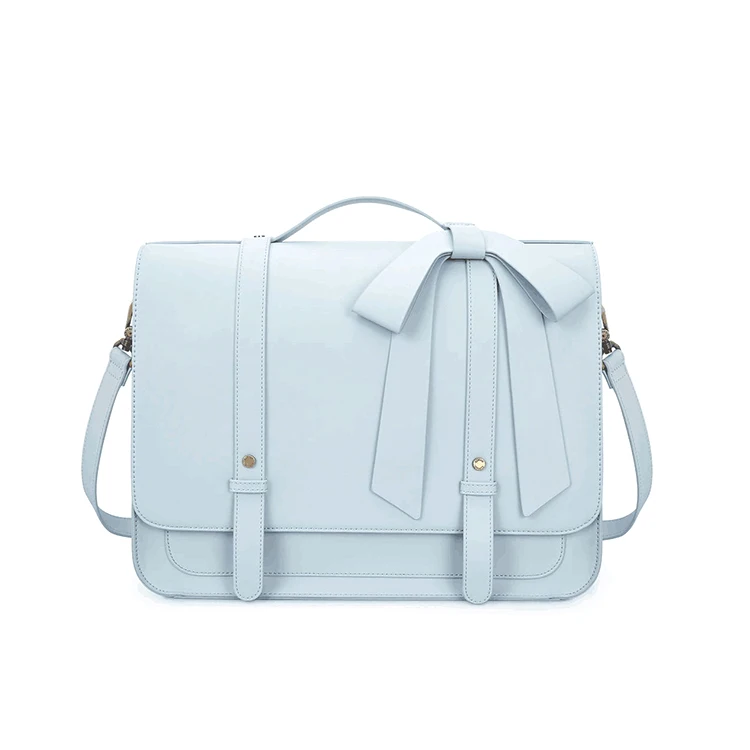 

Latest High Quality Minimalist Design Vegan Leather Bow Slings Bag Backpack Handbag for Ladies, Sky blue