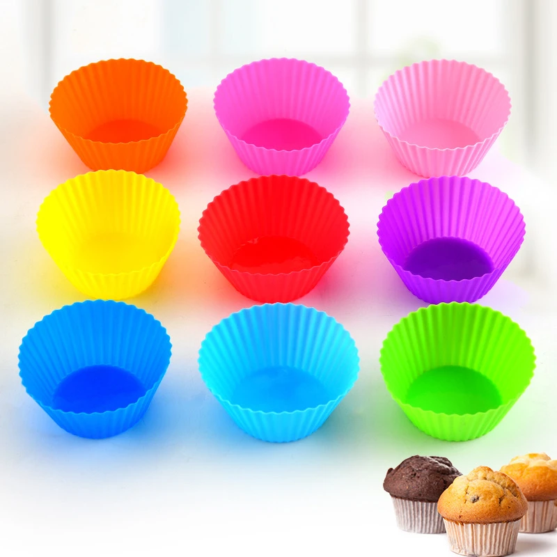

M2001 Nonstick Easy Clean Reusable Round Cupcake Liners Muffin Cups Silicone Cake Baking Cups, Customized color
