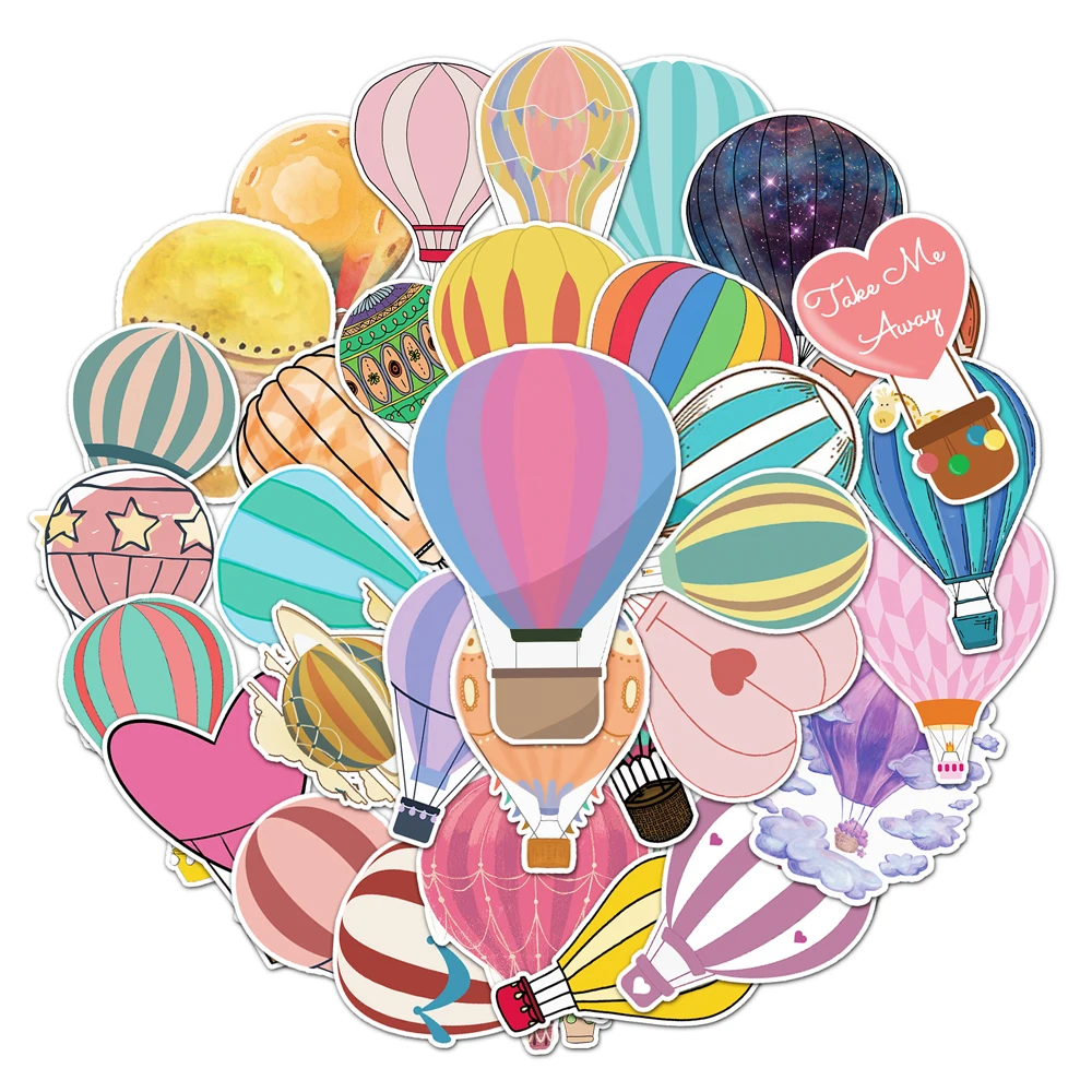 

50Pcs Factory Hot-selling 4-8CM PVC Car Stickers Romantic Hot-air Balloon Custom Stickers