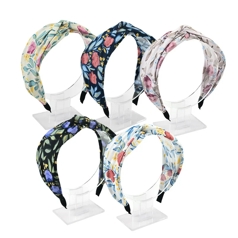 

Fabric Folds Flower Corss Dademas Knot Floral Colorful Women Headbands Eur-American Multicolor Wrinkle Hair Hoop