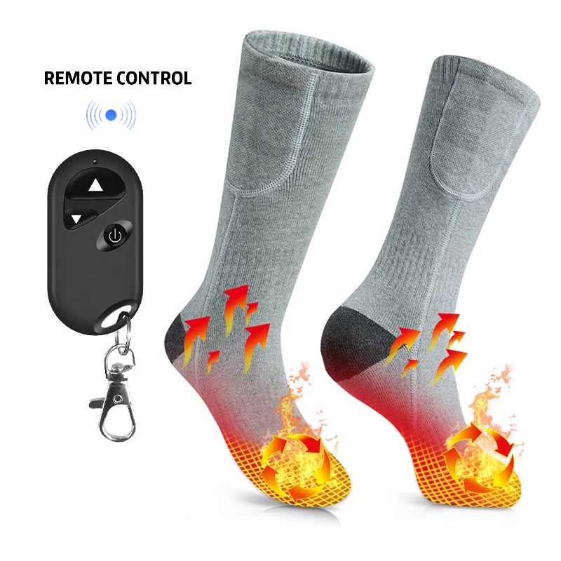 

12v youth premium electric heated socks usb washable remote xl wool self-heating socks for crew warm comfort classic boot