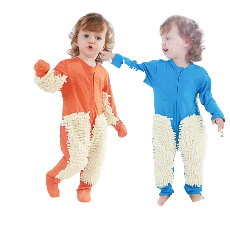 

2021 Newborn Infant Baby Girls Boys Crawling Solid Mop Onesie Jumpsuit Clothes Winter Kids Clothing Bodysuit Baby Romper